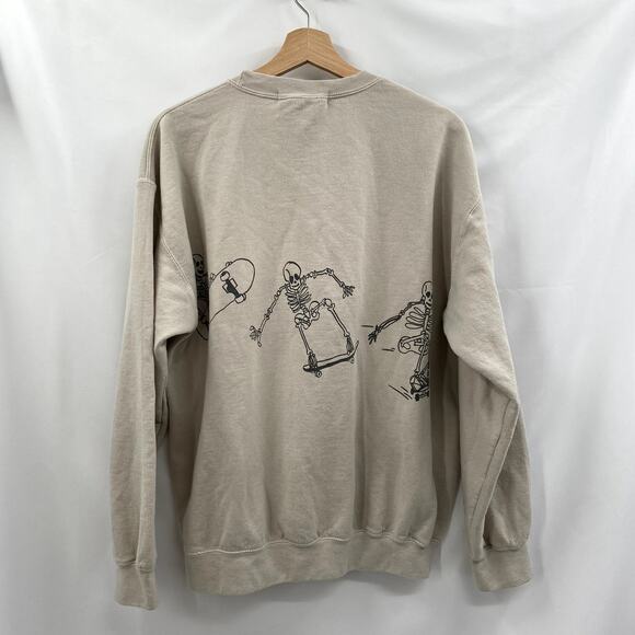 Urban Outfitters taupe skeleton skater crewneck sweatshirt S/M - Picture 4 of 4